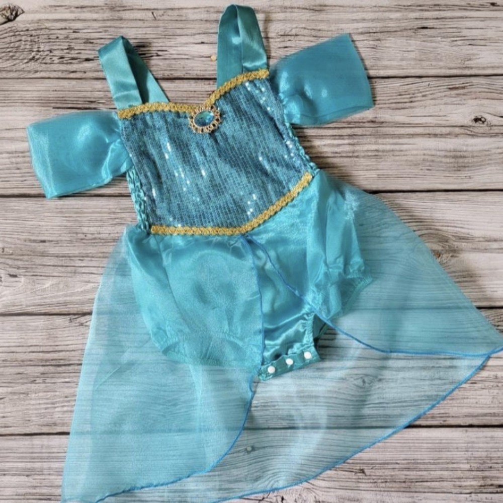Princess Jasmine Girls Sequin Romper Dress Jumpsuit Wonderland Frozen Disney
